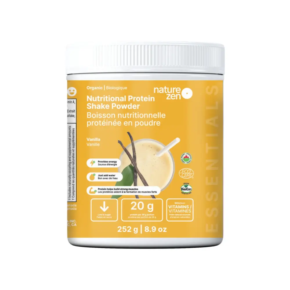 Bột Protein Thực Vật Hữu Cơ Vị Vani, Organic Nutritional Protein Shake Powder, Vanilla, 8.9 oz (252g) - NATURE ZEN